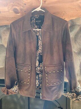 Insight New York Brown Suede Jacket with Studded Pockets - Size 8!